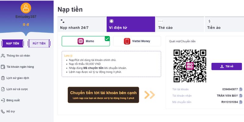 Nạp tiền HI88 bằng ví Momo, Zalo Pay đang là xu hướng được nhiều người lựa chọn